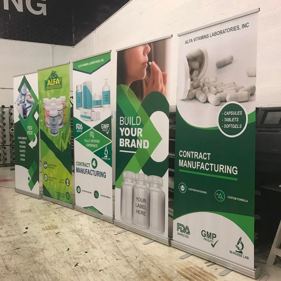 Alfa Vitamins Stand Up Banners from Binick Imaging